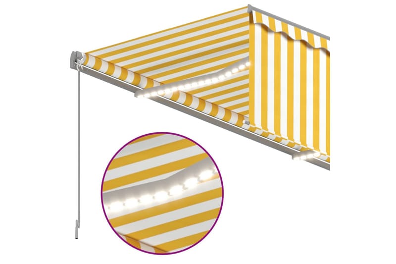 markise m. rullegardin + LED + vindsensor 4x3 m auto - Gul - Vinduesmarkise - Markiser