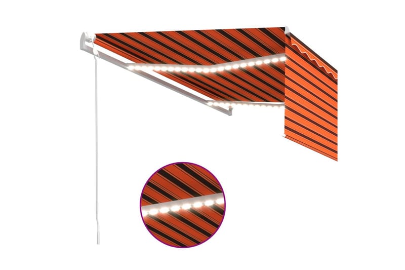 markise m. rullegardin + LED + vindsensor 4x3m auto - Orange - Havemøbler - Solafskærmning - Markiser - Vinduesmarkise