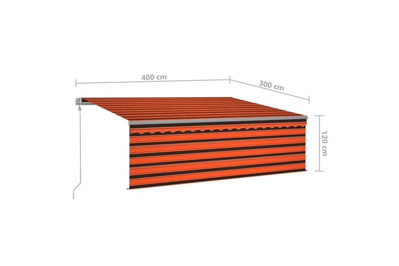 markise m. rullegardin + LED + vindsensor 4x3m auto - Orange - Havemøbler - Solafskærmning - Markiser - Vinduesmarkise