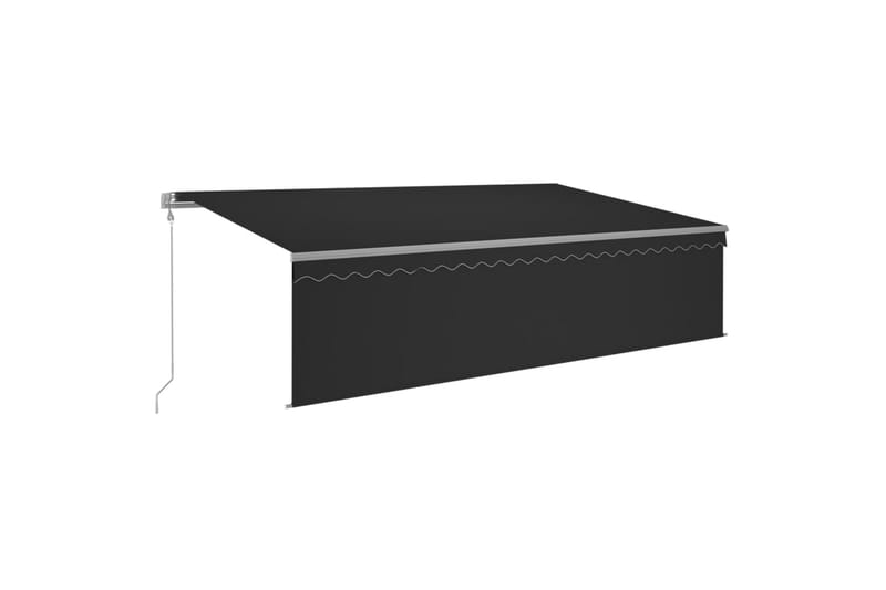markise m. rullegardin + LED + vindsensor 5x3 m auto - Antracit - Havemøbler - Solafskærmning - Markiser - Vinduesmarkise