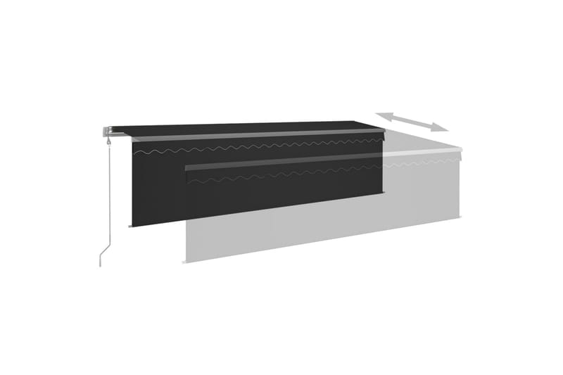 markise m. rullegardin + LED + vindsensor 5x3 m auto - Antracit - Havemøbler - Solafskærmning - Markiser - Vinduesmarkise