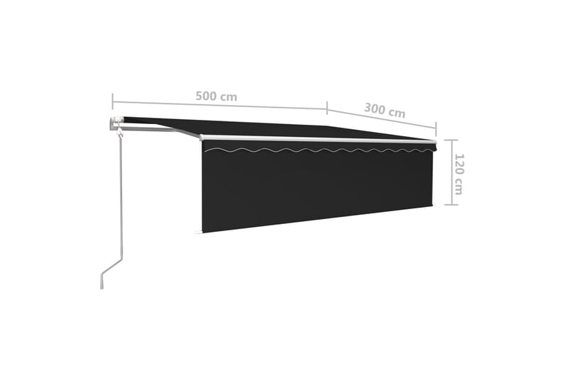 markise m. rullegardin + LED + vindsensor 5x3 m auto - Antracit - Havemøbler - Solafskærmning - Markiser - Vinduesmarkise