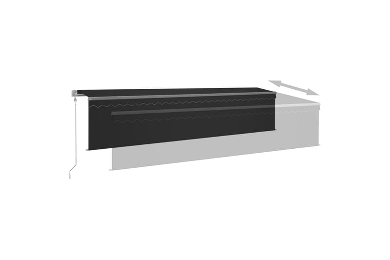 markise m. rullegardin + LED + vindsensor 6x3 m auto - Antracit - Havemøbler - Solafskærmning - Markiser - Vinduesmarkise