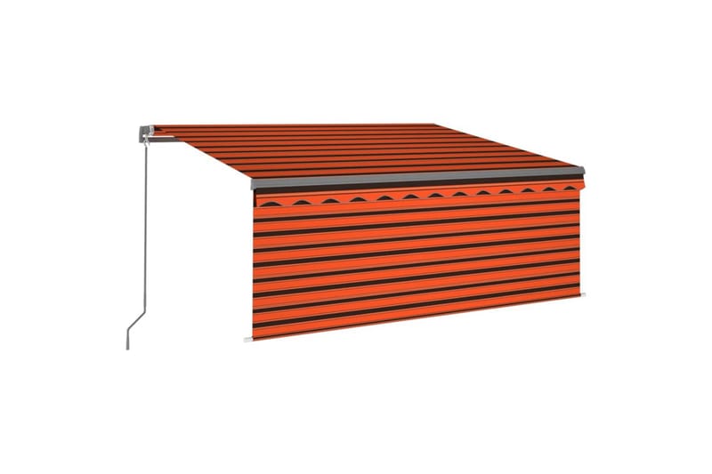 markise m. rullegardin + LED 3x2,5 m manuel orange og brun - Orange - Havemøbler - Solafskærmning - Markiser - Vinduesmarkise