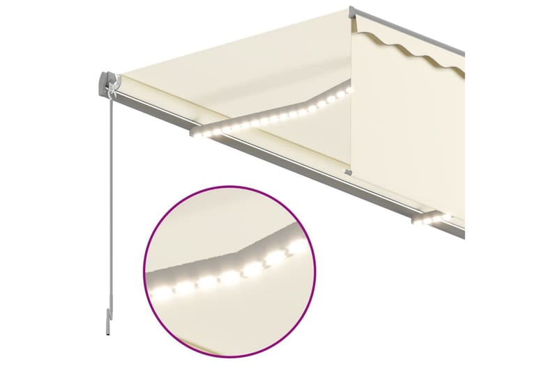 markise m. rullegardin + LED 4,5x3 m manuel cremefarvet - Creme - Havemøbler - Solafskærmning - Markiser - Vinduesmarkise