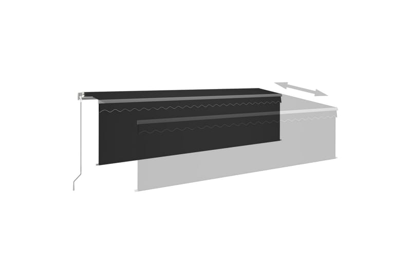 markise m. rullegardin + LED 5x3 m manuel betjening antracit - Antracit - Havemøbler - Solafskærmning - Markiser - Vinduesmarkise