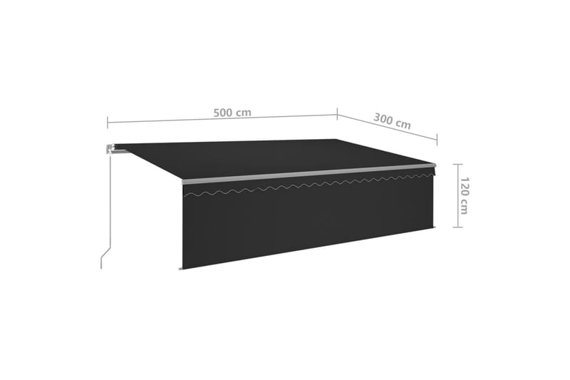 markise m. rullegardin + LED 5x3 m manuel betjening antracit - Antracit - Vinduesmarkise - Markiser