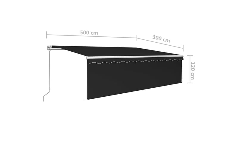 markise m. rullegardin + LED 5x3m manuel betjeninggrå - Antracit - Havemøbler - Solafskærmning - Markiser - Vinduesmarkise