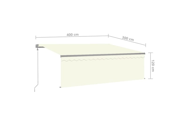 markise m. rullegardin + LED-lys + vindsensor 4x3 m auto - Creme - Havemøbler - Solafskærmning - Markiser - Vinduesmarkise
