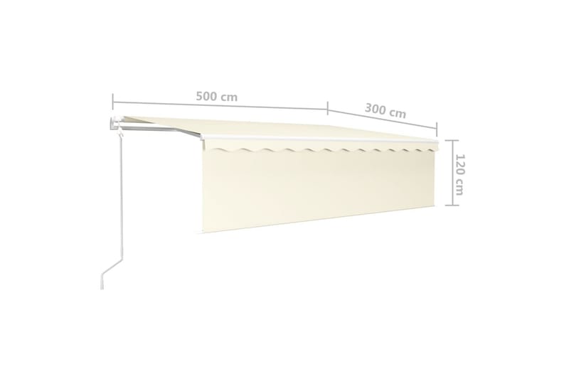 markise m. rullegardin + LED-lys + vindsensor 5x3 m auto - Creme - Havemøbler - Solafskærmning - Markiser - Vinduesmarkise