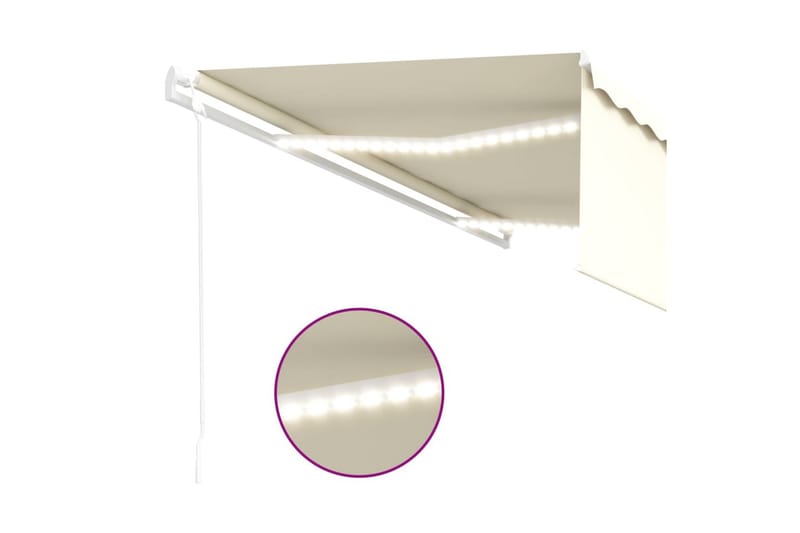 markise m. rullegardin + LED-lys + vindsensor 5x3 m auto - Creme - Havemøbler - Solafskærmning - Markiser - Vinduesmarkise