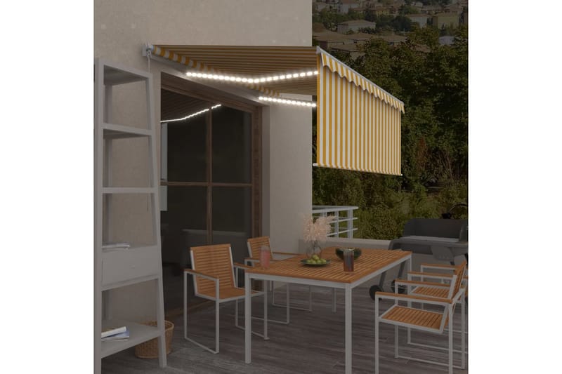 markise m. rullegardin + LED-lys 3x2,5 m manuel - Gul - Havemøbler - Solafskærmning - Markiser - Vinduesmarkise