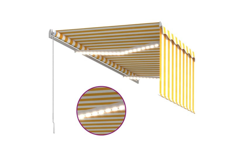 markise m. rullegardin + LED-lys 3x2,5 m manuel - Gul - Havemøbler - Solafskærmning - Markiser - Vinduesmarkise