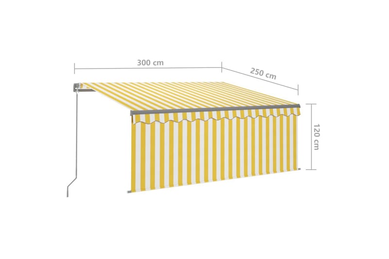 markise m. rullegardin + LED-lys 3x2,5 m manuel - Gul - Havemøbler - Solafskærmning - Markiser - Vinduesmarkise