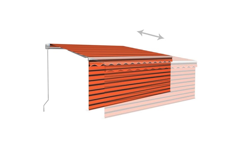 markise m. rullegardin + LED-lys 3x2,5 m manuel - Orange - Havemøbler - Solafskærmning - Markiser - Vinduesmarkise