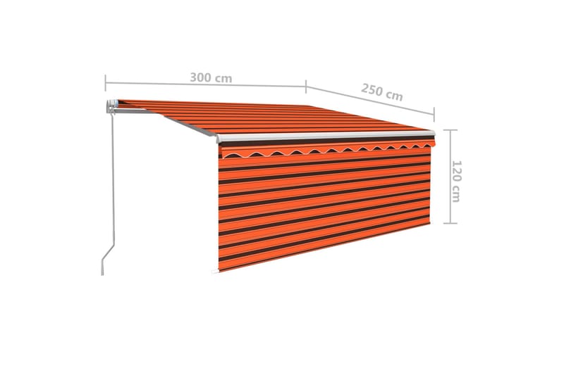 markise m. rullegardin + LED-lys 3x2,5 m manuel - Orange - Havemøbler - Solafskærmning - Markiser - Vinduesmarkise