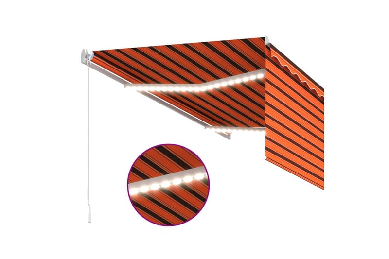 markise m. rullegardin + LED-lys 3x2,5 m manuel - Orange - Havemøbler - Solafskærmning - Markiser - Vinduesmarkise