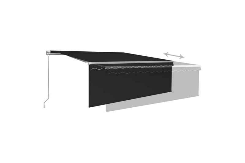 markise m. rullegardin + LED-lys 4,5x3 m manuel antracitgrå - Antracit - Havemøbler - Solafskærmning - Markiser - Vinduesmarkise