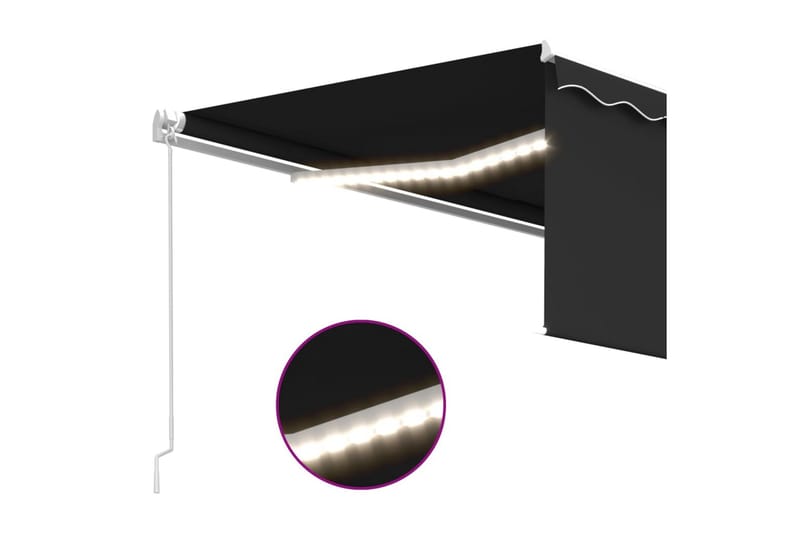 markise m. rullegardin + LED-lys 4,5x3 m manuel antracitgrå - Antracit - Havemøbler - Solafskærmning - Markiser - Vinduesmarkise