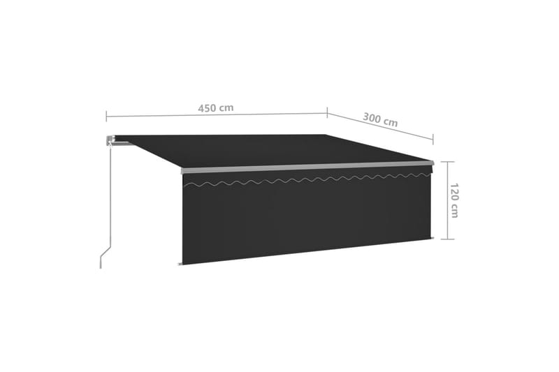 markise m. rullegardin + LED-lys 4,5x3 m manuel antracitgrå - Antracit - Havemøbler - Solafskærmning - Markiser - Vinduesmarkise