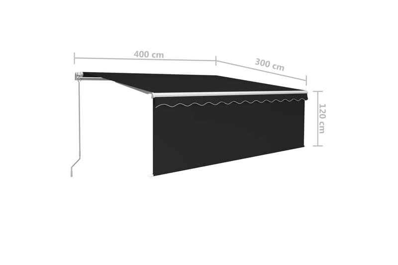 markise m. rullegardin + LED-lys 4x3 m manuel antracitgrå - Antracit - Vinduesmarkise - Markiser