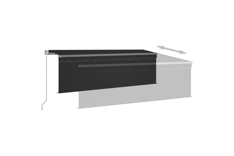 markise m. rullegardin + LED-lys 4x3 m manuel antracitgrå - Antracit - Havemøbler - Solafskærmning - Markiser - Vinduesmarkise