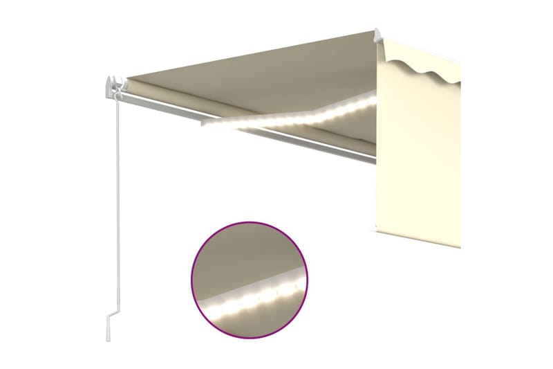 markise m. rullegardin + LED-lys 4x3 m manuel cremefarvet - Creme - Vinduesmarkise - Markiser - Solbeskyttelse vindue