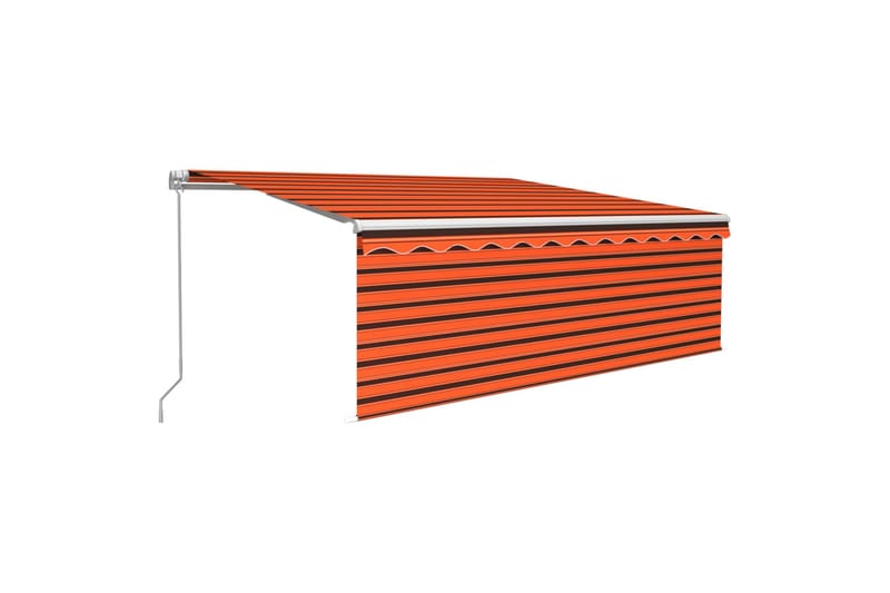 markise m. rullegardin + LED-lys 4x3 m manuel - Orange - Havemøbler - Solafskærmning - Markiser - Vinduesmarkise
