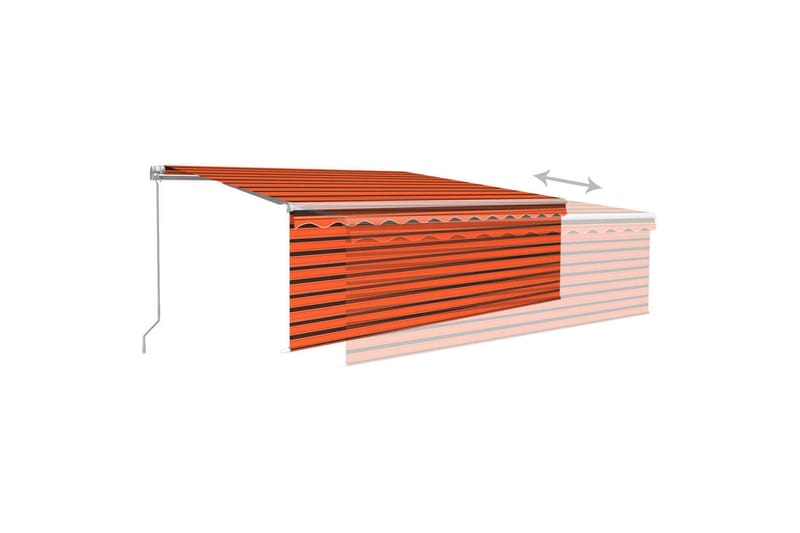 markise m. rullegardin + LED-lys 4x3 m manuel - Orange - Havemøbler - Solafskærmning - Markiser - Vinduesmarkise