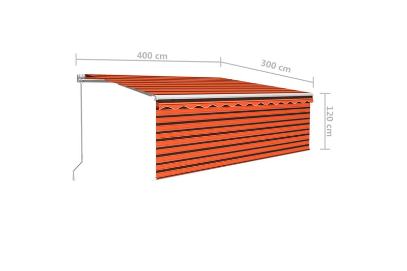 markise m. rullegardin + LED-lys 4x3 m manuel - Orange - Havemøbler - Solafskærmning - Markiser - Vinduesmarkise