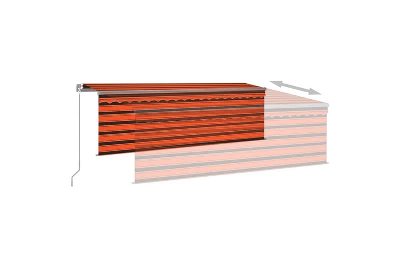 markise m. rullegardin + LED-lys 4x3 m manuel - Orange - Vinduesmarkise - Markiser