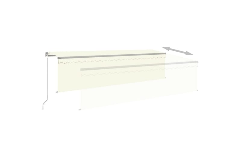markise m. rullegardin + LED-lys 5x3 m manuel cremefarvet - Creme - Havemøbler - Solafskærmning - Markiser - Vinduesmarkise