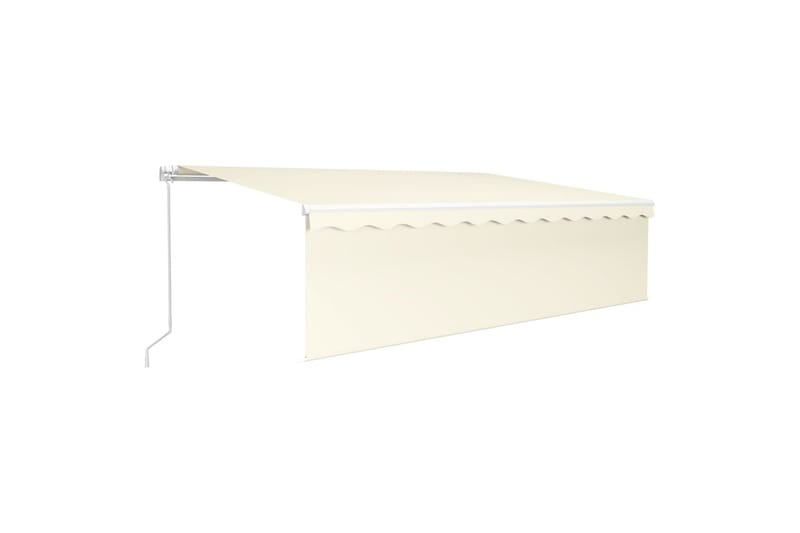 markise m. rullegardin + LED-lys 5x3 m manuel cremefarvet - Creme - Havemøbler - Solafskærmning - Markiser - Vinduesmarkise