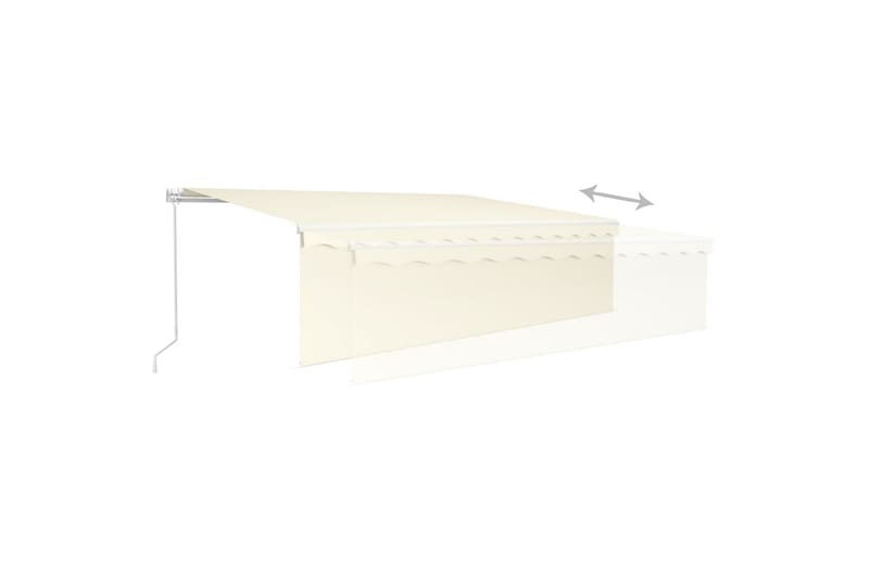markise m. rullegardin + LED-lys 5x3 m manuel cremefarvet - Creme - Havemøbler - Solafskærmning - Markiser - Vinduesmarkise
