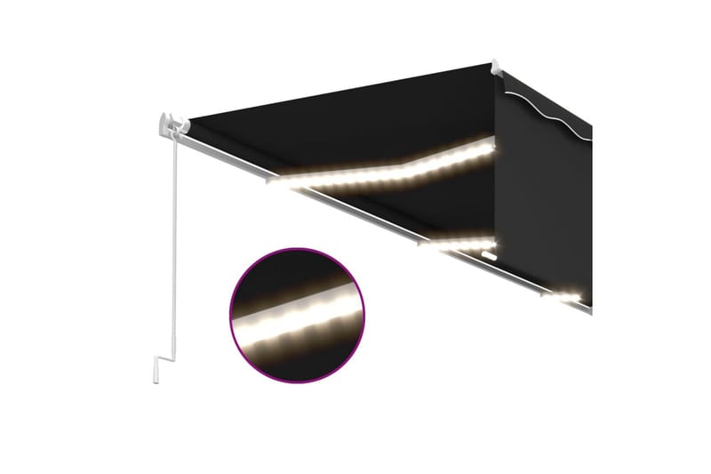 markise m. rullegardin + LED-lys 6x3 m manuel antracitgrå - Antracit - Havemøbler - Solafskærmning - Markiser - Vinduesmarkise