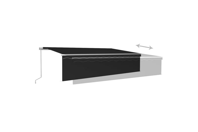 markise m. rullegardin + LED-lys 6x3 m manuel antracitgrå - Antracit - Havemøbler - Solafskærmning - Markiser - Vinduesmarkise