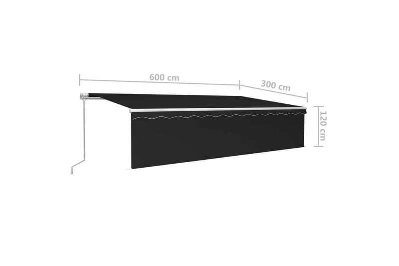markise m. rullegardin + LED-lys 6x3 m manuel antracitgrå - Antracit - Havemøbler - Solafskærmning - Markiser - Vinduesmarkise
