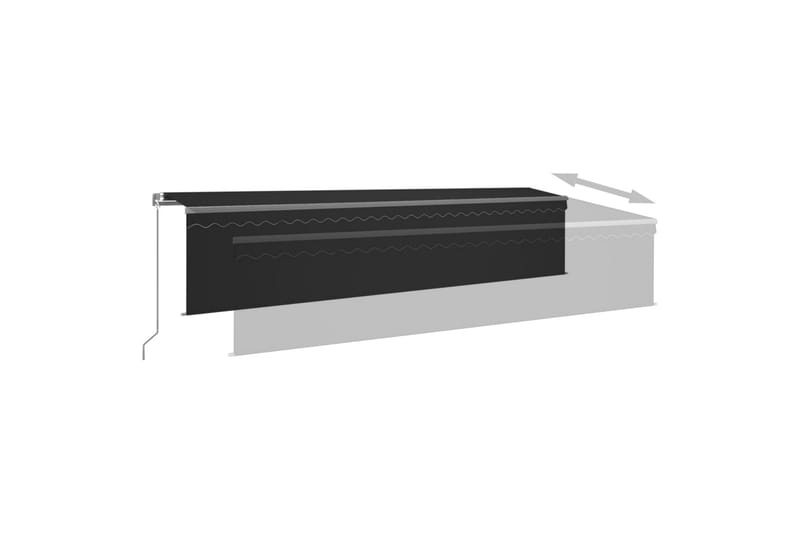 markise m. rullegardin + LED-lys 6x3 m manuel antracitgrå - Antracit - Havemøbler - Solafskærmning - Markiser - Vinduesmarkise