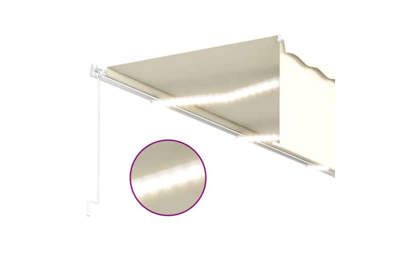 markise m. rullegardin + LED-lys 6x3 m manuel cremefarvet - Creme - Havemøbler - Solafskærmning - Markiser - Vinduesmarkise