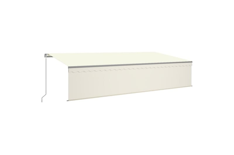 markise m. rullegardin + LED-lys 6x3 m manuel cremefarvet - Creme - Havemøbler - Solafskærmning - Markiser - Vinduesmarkise