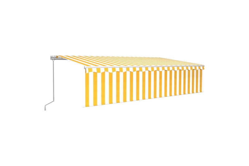 markise m. rullegardin + LED-lys 6x3 m manuel gul og hvid - Gul - Havemøbler - Solafskærmning - Markiser - Vinduesmarkise