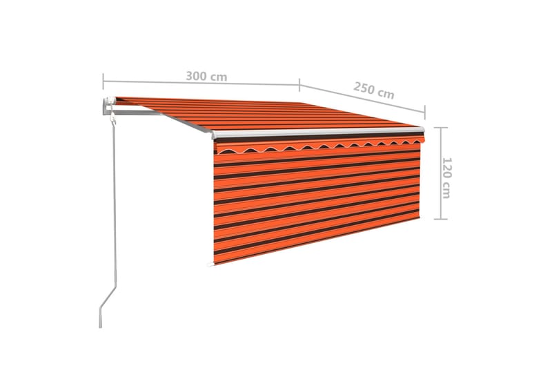 markise m. rullegardin 3x2,5 m automatisk orange og brun - Orange - Havemøbler - Solafskærmning - Markiser - Vinduesmarkise