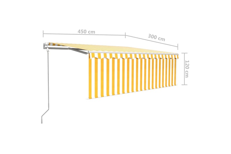 markise m. rullegardin 4,5x3 m auto betjening gul og hvid - Gul - Vinduesmarkise - Markiser
