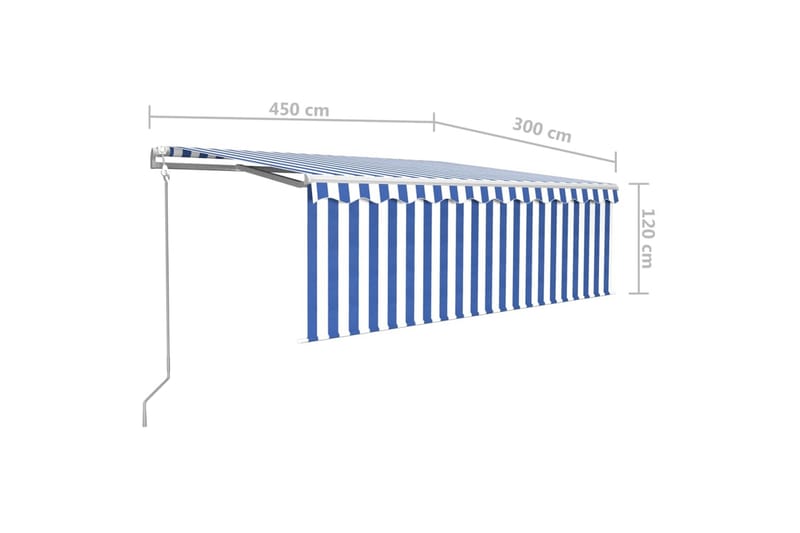 markise m. rullegardin 4,5x3 m automatisk blå og hvid - Blå - Vinduesmarkise - Markiser