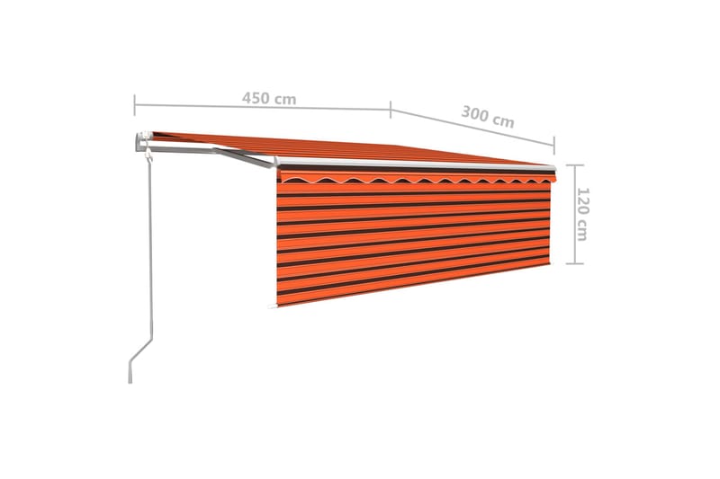markise m. rullegardin 4,5x3 m automatisk orange og brun - Orange - Havemøbler - Solafskærmning - Markiser - Vinduesmarkise