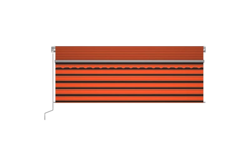 markise m. rullegardin 4,5x3 m automatisk orange og brun - Orange - Havemøbler - Solafskærmning - Markiser - Vinduesmarkise