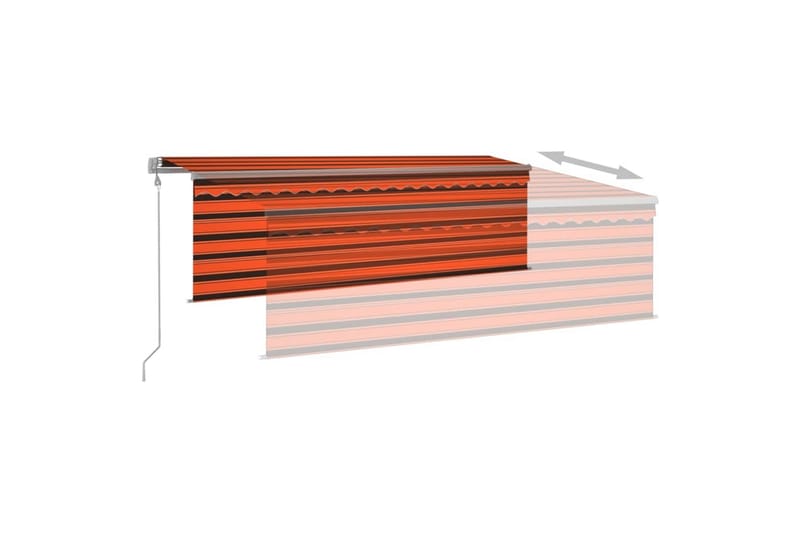 markise m. rullegardin 4,5x3 m automatisk orange og brun - Orange - Havemøbler - Solafskærmning - Markiser - Vinduesmarkise