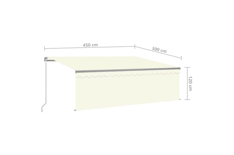 markise m. rullegardin 4,5x3 m manuel betjening cremefarvet - Creme - Havemøbler - Solafskærmning - Markiser - Vinduesmarkise