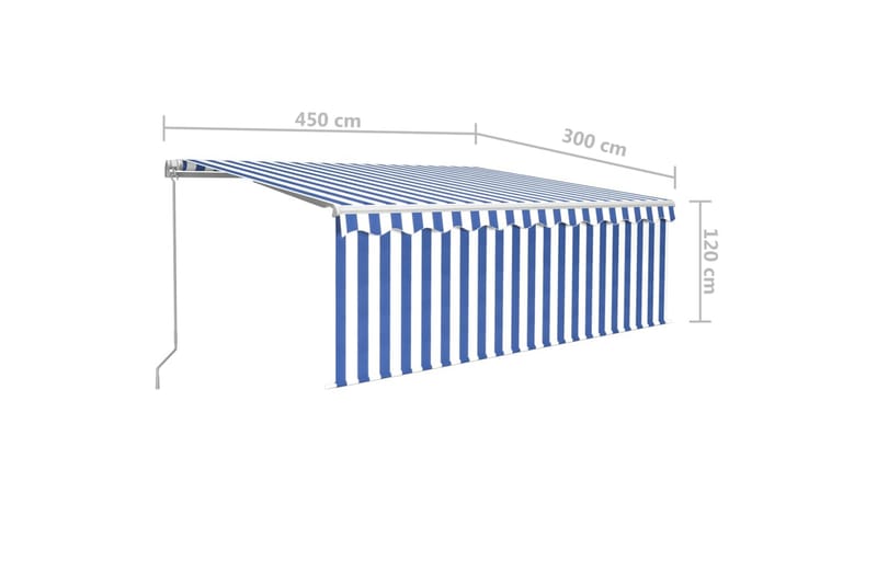 markise m. rullegardin 4,5x3 m manuel blå og hvid - Blå - Vinduesmarkise - Markiser