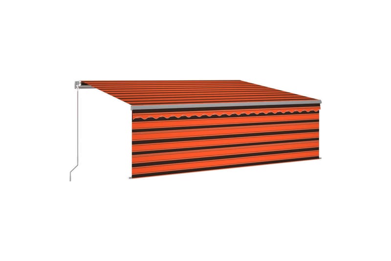 markise m. rullegardin 4,5x3 m manuel orange og brun - Orange - Havemøbler - Solafskærmning - Markiser - Vinduesmarkise